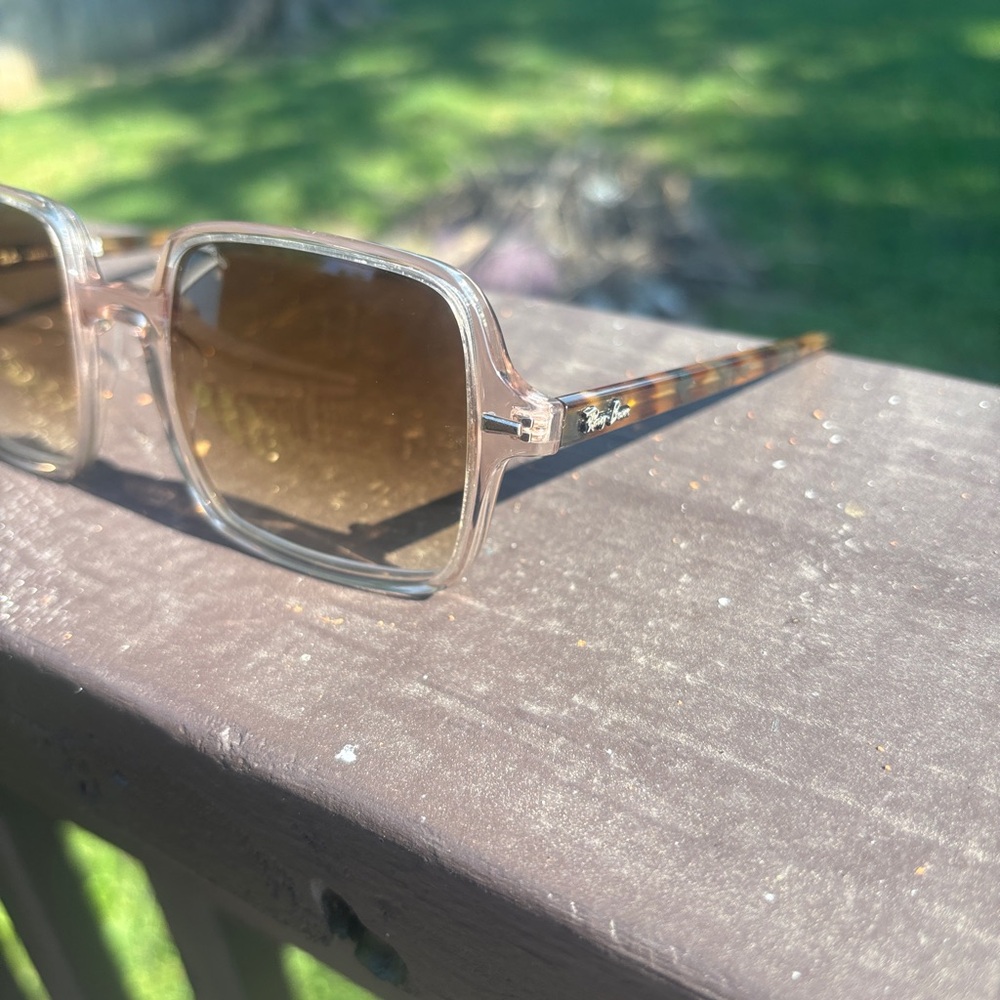 Ray-Ban Clear square Frame Sunglasses with Brown Gradient Lenses - Picture 2 of 7